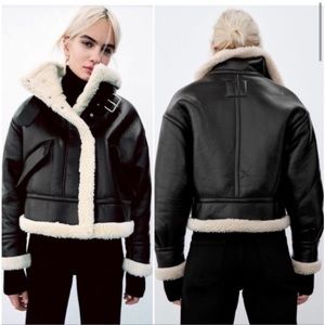 Zara Faux Leather & Fleece Jacket